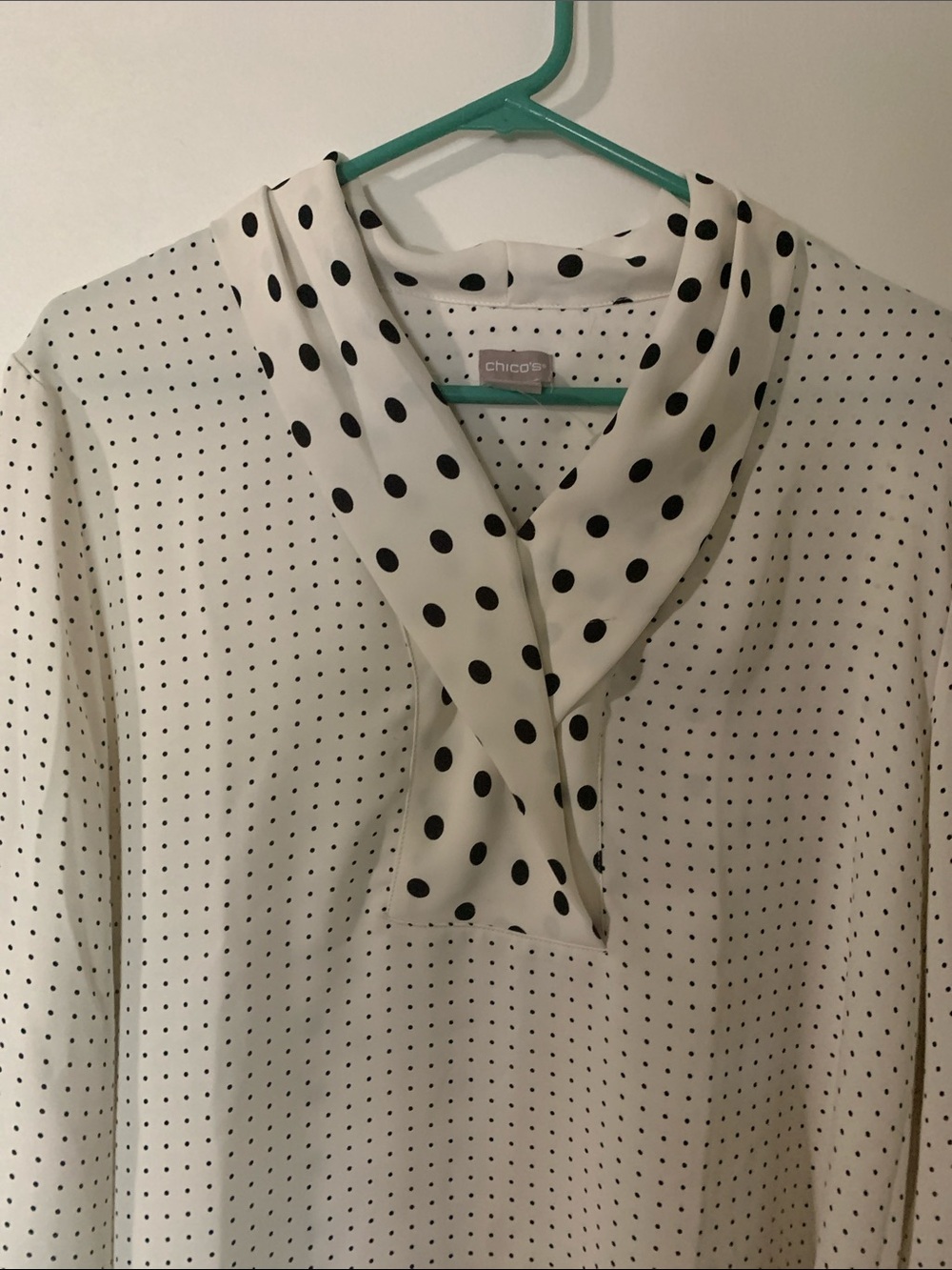 Chico's White Blouse with Black Polka Dots - Picture 2 of 12